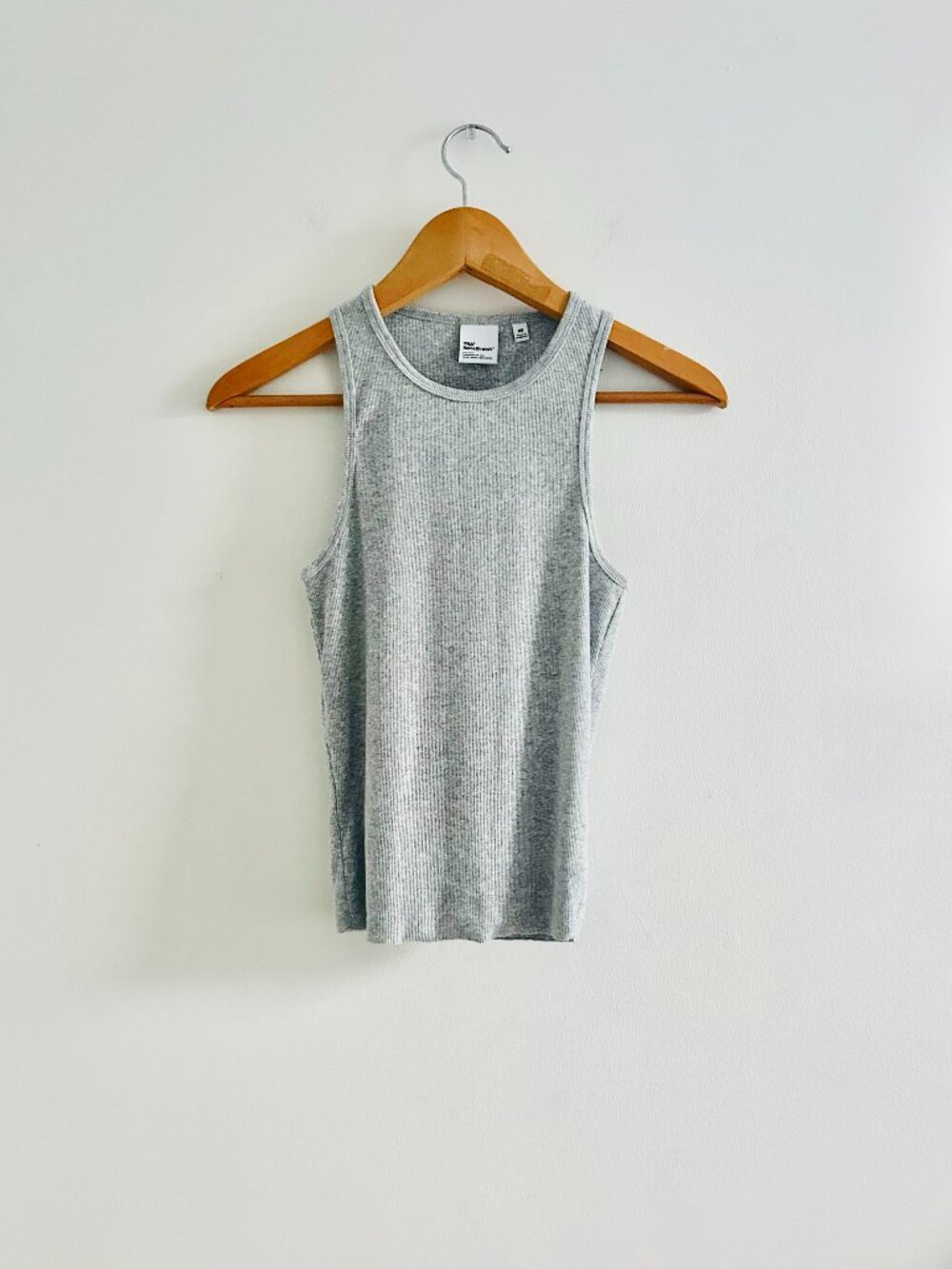 Aritzia TNA HomeStretch Ribbed Tank Top in Heather Chrome Gray, Size XS